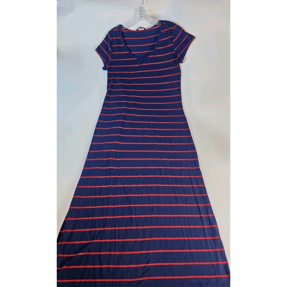 Just Love Women's XL Large Red Blue Stripe Sleeveless Cute Long Maxi Dress